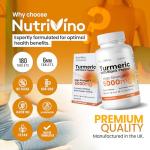 Turmeric Tablets 5000mg with Black Pepper | 95% Curcumin Extract | 180 Easy to Swallow Tiny Turmeric and Black Pepper Tablets | Vegan & Cruelty-Free | Supplements for Men and Women by Nutrivino