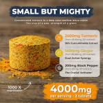 Turmeric, Ginger & Black Pepper 4000 mg Tablets (per Serving), High Strength Curcumin Supplements, Vegan and Gluten Free, UK Made, 120 Count