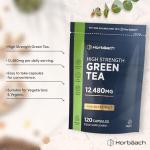 Green Tea Capsules 12,480mg | High Strength Green Tea Extract | Contains Polyphenols | 120 Powder Capsules | Vegan | by Horbaach
