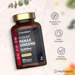 Panax Ginseng High Strength 10,000mg | 120 Tablets | Korean Panax Ginseng from Extract | Suitable for Vegetarians and Vegans | by Horbaach