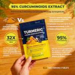 Turmeric, Ginger & Black Pepper 4000 mg Tablets (per Serving), High Strength Curcumin Supplements, Vegan and Gluten Free, UK Made, 120 Count