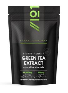 Green Tea Extract 15,000mg - 95% Polyphenols (490mg per Capsule) - 90 Vegan Capsules (3 Months Supply) - Resealable and Recyclable Pouch - by Alpha01