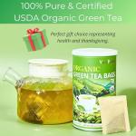Organic Green Tea Bags| 70 Count VitalForest Unbleached Chinese Green Tea Packets| Natural Premium Real China Herbal Green Leaves Tea