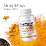 Turmeric Tablets 5000mg with Black Pepper | 95% Curcumin Extract | 180 Easy to Swallow Tiny Turmeric and Black Pepper Tablets | Vegan & Cruelty-Free | Supplements for Men and Women by Nutrivino