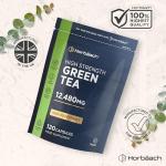 Green Tea Capsules 12,480mg | High Strength Green Tea Extract | Contains Polyphenols | 120 Powder Capsules | Vegan | by Horbaach