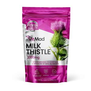 Milk Thistle Tablets - 80% Silymarin High Strength 2000mg 120 Tablets