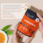 Nutravita Turmeric Tablets 2500mg with Black Pepper, Ginger & Curcumin - 180 High Strength Tumeric Supplements (3 Month Supply) - Vegan - Alternative to Capsules - Letterbox Friendly - Made in UK