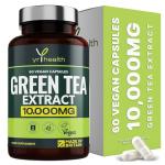 Green Tea Capsules from Vegan Green Tea Extract 10,000mg, Green Tea Tablets High Strength for Weight Loss, Metabolism Booster Keto Diet, 60 Vegan Society Registered Capsules, UK Made by YrHealth