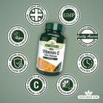 Natures Aid Vitamin C 1000mg Time Release - High Strength with Bioflavonoids - Supports Immunity, Bones & Heart - Antioxidant - Vegan, Gluten-Free, Non-GMO Supplement – 90 Tablets