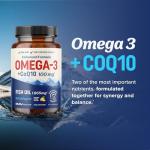 Omega 3 Fish Oil + Co Q10 | 1305MG Omega-3 with CoQ10 100MG for Heart Health, Cellular Energy, and Antioxidant Support | Co Q 10 + Omega3 | Coenzyme Q10 Fish Oil Supplements | Non-GMO | 60 Ct