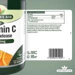 Natures Aid Vitamin C 1000mg Time Release - High Strength with Bioflavonoids - Supports Immunity, Bones & Heart - Antioxidant - Vegan, Gluten-Free, Non-GMO Supplement – 90 Tablets