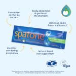 Spatone Natural Iron Supplement + Vitamin C (28 Sachets), Daily Convenient Liquid Iron Sachets, Nothing Artificial, Better Absorption than Tablets, Less Side Effects, Apple Flavour