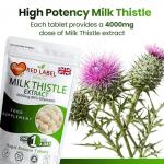 Red Label Health Milk Thistle 365 Tablets 4000mg High Strength Silymarin Extract Vegan Made in The UK