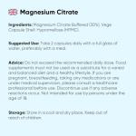 Magnesium Citrate Capsules 1480mg - 240 Capsules - 4 Months Supply - 30% Buffered - Bioavailable Form - 2 Capsules a Day - Vegan-Friendly & Non-GMO - Magnesium Supplements for Men & Women