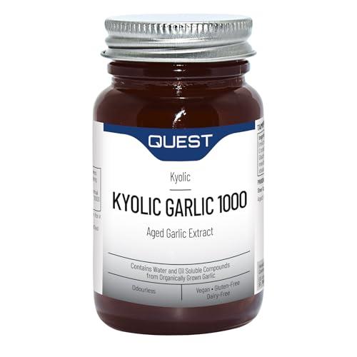 Quest - 45x Kyolic Garlic Tablets. High Strength 1000mg Odourless Aged Garlic Extract for Heart, Immune, Digestive & Cognitive Health. Daily Dietary Supplement. Vegan & Gluten-Free (Pack of 1)