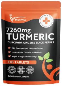 Turmeric Curcumin Tablets 7,260mg Per Serving - 95% Curcuminoids 2 Months Supply - with Ginger & Active Curcumin Including Black Pepper to Aid Absorption - High Strength Tumeric Supplement - Vegan UK