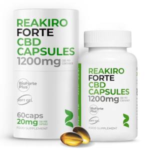 Reakiro Forte Fast-Acting CBD Soft Capsules 1200mg, 60pcs with BioForte Plus | 20mg Cannabidiol per Capsule | High Strength CBD Capsules | CBD Oil for Sleep, Stress & Anxiety Relief | CBD Edibles