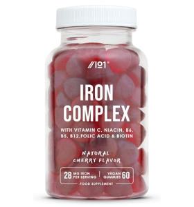 Iron 28mg Gummies with Vitamin C, Niacin, Vitamin B6, B5, B12, Folic Acid & Biotin – 60 Vegan Gummies – Tapioca Base – Cherry Flavour – by Alpha01