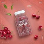 Iron 28mg Gummies with Vitamin C, Niacin, Vitamin B6, B5, B12, Folic Acid & Biotin – 60 Vegan Gummies – Tapioca Base – Cherry Flavour – by Alpha01