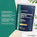 Ashwagandha KSM-66 Complex 5000mg | Enhanced with Amino Acids and B Vitamins (B1, B2, B3, B6 & B12) | Calm Formula for Men & Women | 60 Vegan Capsules | by Horbaach