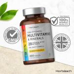 Multivitamin Tablets for Men and Women | 400 Count (13 Months Supply) | with 28 Essential Nutrients Including Vitamin D, B12, Zinc and Iron | A-Z Vitamins & Minerals | by Horbaach
