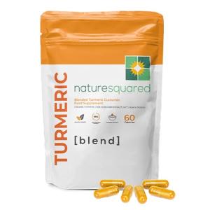 NATURE SQUARED Turmeric [Blend]: Premium Turmeric (2335mg) and Black Pepper Capsules with 95% Curcumin&MCTs - 60 High Strength Capsules - 2 Month Supply - Vegan - Non GMO - Gluten Free - GMP - UK Made