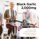 Healthspan Black Garlic 2,000mg | 90 Tablets | Heart Health | Added Vitamin B1 | Rich in Amino Acids | Odour Controlled Tablets | Vegan