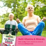 Natures Aid Multivitamins & Minerals Without Iron - High Strength One-a-Day Multi-Vitamin Formula - Supports Immune System, Energy, Brain and Bone Health - Vegan, Gluten-Free, Non-GMO - 60 Tablets