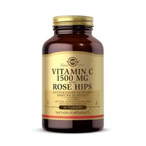 Solgar Vitamin C 1500 mg (1.5 Grams) with Rose Hips Tablets - Pack of 90 - Supports Immunity - Potent Antioxidant for Tiredness and Fatigue - Collagen Formation - Vegan