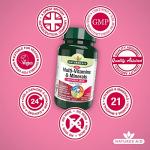 Natures Aid Multivitamins & Minerals Without Iron - High Strength One-a-Day Multi-Vitamin Formula - Supports Immune System, Energy, Brain and Bone Health - Vegan, Gluten-Free, Non-GMO - 60 Tablets