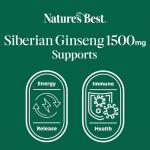Nature's Best Siberian Ginseng 1500mg - Highly Researched Adaptogen - UK Made - 60 Tablets (2 Months' Supply)