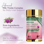 Vitaminnica Milk Thistle Complex | 80% Silymarin | High Strength Complex with Artichoke, Dandelion Root and Choline | 90 Capsules | 100% Vegan Supplement