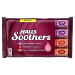 Halls Soothers Assorted 4 Pack, Includes 2 x Blackcurrant, 1 x Peach & Raspberry & 1 x Strawberry, Made with Real Fruit Juice, Multipack
