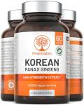 Korean Ginseng Tablets 12500mg - Panax Red Ginseng Extract High Strength - 60 Capsules - Premium Ginseng Root Standardised Ginsenosides - Natural Herbal Supplements for Men & Women - Made in The UK