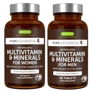 Igennus Methylated Multivitamin for Men & Women 2-Pack, All-Day Nutrient Delivery, Pure & Clean, Methylfolate & Methylcobalamin, High Strength MTHFR Supplement, Non-GMO & Halal, 30 Day Supply