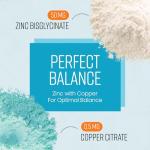 Zinc Supplements with Copper | 50mg Daily | 400 Zinc Tablets | 6+ Months | Zn Bisglycinate for Men & Women | High Absorption, High Strength Zink and Copper Supplement | Made in UK | VitaBright