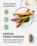 Korean Ginseng Tablets 12500mg - Panax Red Ginseng Extract High Strength - 60 Capsules - Premium Ginseng Root Standardised Ginsenosides - Natural Herbal Supplements for Men & Women - Made in The UK