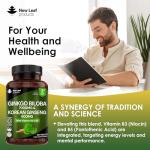 Ginkgo Biloba and Korean Ginseng Tablets - 7000mg Ginkgo Biloba Herbal Supplements & 600mg Panax Ginseng High Strength Extract - Enriched with Vitamin B3 & B5-120 Vegan Tablets