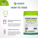 Lindens - Super Garlic 6000mg High Strength - 120 '1-A-Day' Capsules - UK Made - High Potency Odourless Garlic Extract - Equivalent to 6000mg Garlic Clove, Standardised to Provide 4200μg Allicin.