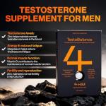 4 HIM TestoBalance - Testosterone Supplements for Men - with Zinc + Magnesium + B6 Complex, L-Arginine, Ginseng & Fenugreek - Energy & Muscle Function - 60 Vegan Tablets