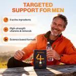 4 HIM TestoBalance - Testosterone Supplements for Men - with Zinc + Magnesium + B6 Complex, L-Arginine, Ginseng & Fenugreek - Energy & Muscle Function - 60 Vegan Tablets