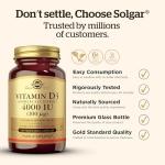 Solgar 4000IU Vitamin D3 - Healthy Teeth and Bones - Better Calcium Absorption - Pack of 120 Vegetable Capsules
