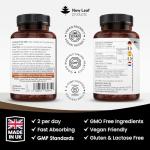 Lions Mane Mushroom 2000mg - 180 High Strength Vegan Tablets - Lion's Supplement with Black Pepper - Mushrooms Extract (Not Powder or Capsules) Made in The UK by New Leaf products