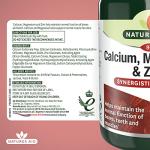 Natures Aid Calcium Magnesium Zinc - Supports Bones Teeth Muscle Function & Immunity - High Potency Natural Immune Health Supplement - Vegan, Non-GMO, Gluten-Free - 90 Tablets