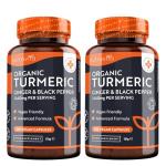 Nutravita Organic Turmeric 1440mg with Black Pepper & Ginger (2 Packs of 180)- 360 Vegan Turmeric Capsules (6 Month Supply) – High Strength Organic Turmeric with Active Ingredient Curcumin - UK Made
