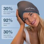 MyHalos® Migraine Relief Cap - Wearable Ice Pack Cold Wrap Hat -Reusable Cold Therapy Headache Cap & Migraine Cap, for Tension Headache Relief & Sinus Pressure - Form-Fitting Head Compress (Gray)