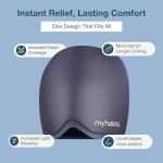 MyHalos® Migraine Relief Cap - Wearable Ice Pack Cold Wrap Hat -Reusable Cold Therapy Headache Cap & Migraine Cap, for Tension Headache Relief & Sinus Pressure - Form-Fitting Head Compress (Gray)