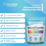Multivitamin Tablets for Women & Men | 22 Essential Active Multi Vitamins & Minerals | 4 Month Supply (Tablet, not Powder or Multivitamins Capsule) | UK Made Supplements