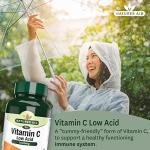 Natures Aid Low Acid Vitamin C 1000mg – High Strength Immune Support, Antioxidant Protection – Gentle on Stomach – Supports Collagen, Skin, Energy & Iron Absorption – Vegan - 90 Tablets