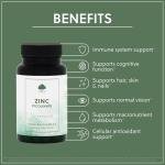 Zinc Picolinate - 22mg Elemental Zinc - 120 Vegan Capsules - Chelated for Improved Absorption - Non-GMO, Made in The UK - G&G Vitamins